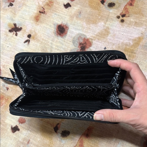 Vera Bradley Black, Pink, and White Leaf Design Wallet - Picture 2 of 4